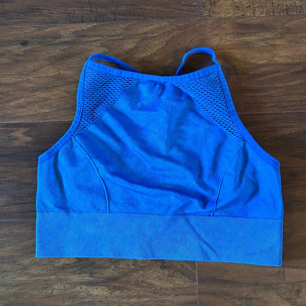 Blue Aerie high neck/halter sports bra with racerback and cutouts - Size M